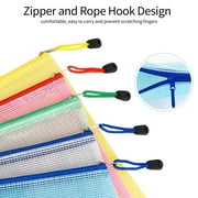 WWW A4+A5+A6 Plastic Zip Wallets Folder, 15PCS Mesh Zipper Pouch Document Wallet, A4+A5+A6 Zipper File Folders, Zip Lock Bags for School Office Household Travel Supplies