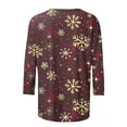 thumbnail image 5 of asdoklhq Christmas Tops for Women Trendy Women's Fashion Casual Color Letters Printing Round Neck 3/4 Sleeve T-shirt Blouse Multicolor L, 5 of 5