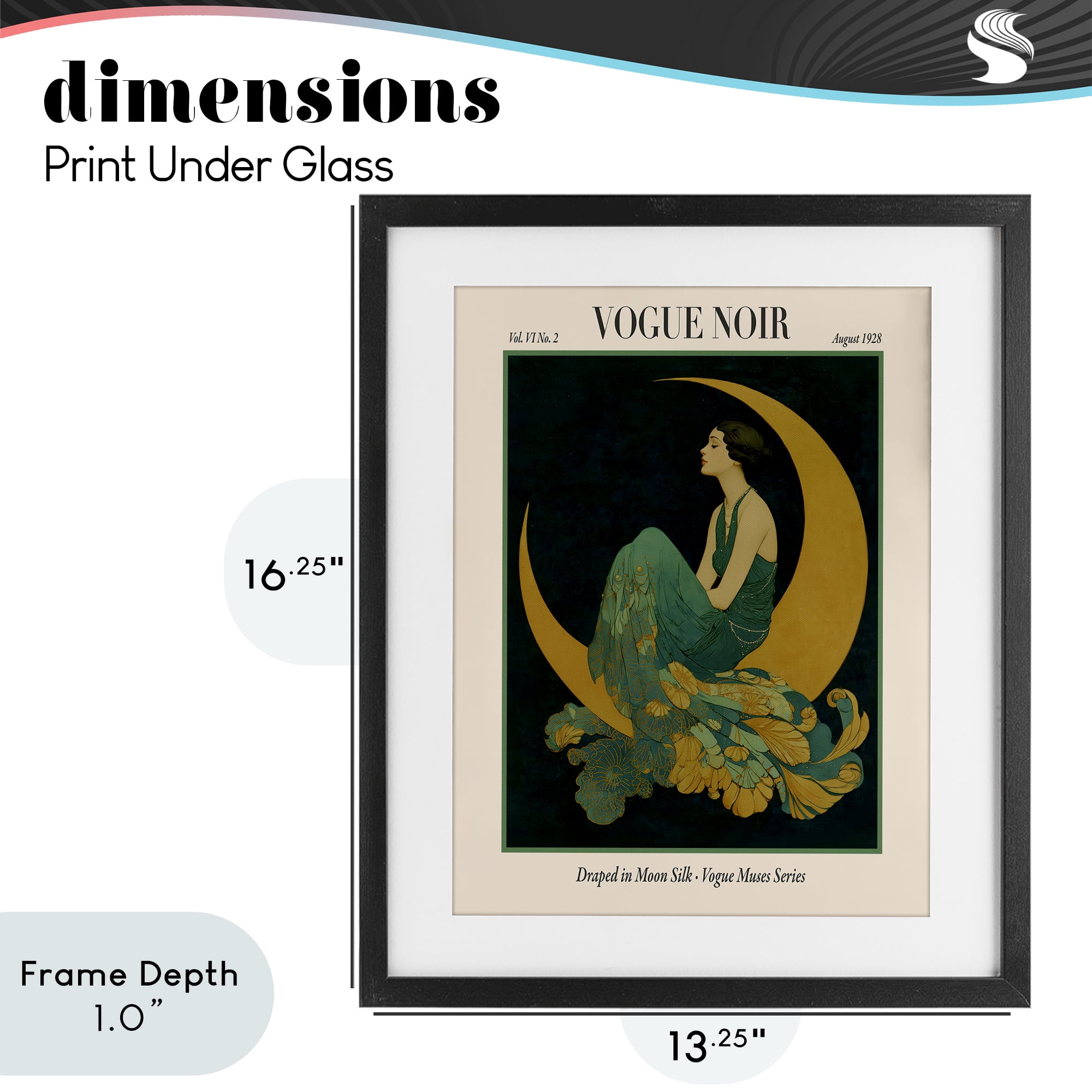 Stupell Industries Draped In Moon Silk Black Framed Print Under Glass, design by A Barefoot Stylist