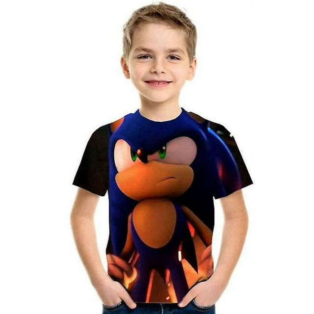 New Fashion Trend Boy Cartoon Round Neck Short Sleeve T-shirt