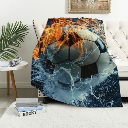Chilfamy Soccer Ball Throw Blanket for Sofa Couch Cottagecore Room Decor All Seasons Lightweight Soft Flannel Material Blanket 40x50in