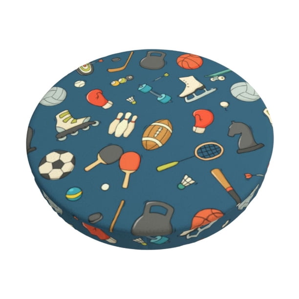 Disketp Sports Ball Funda Redonda para Taburete, Funda de Cojín para Silla de Bar Suave y Elástica-14 inch