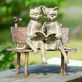 thumbnail image 2 of SPI Aluminum Reading Cats on Bench Garden Statue, 2 of 2