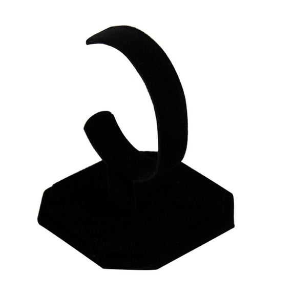 C Shape Velvet Stand Single Bracelet Bangle Watch Display Rack Holder Black