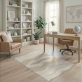 thumbnail image 2 of ODIKA 4'x6' Washable Area Rug Non-Slip, Chair-Friendly, Flatwoven Abstract Stripe Wave Minimalist Neutral Cream Beige Composition Refined for Home Office, Under Desk, 2 of 7