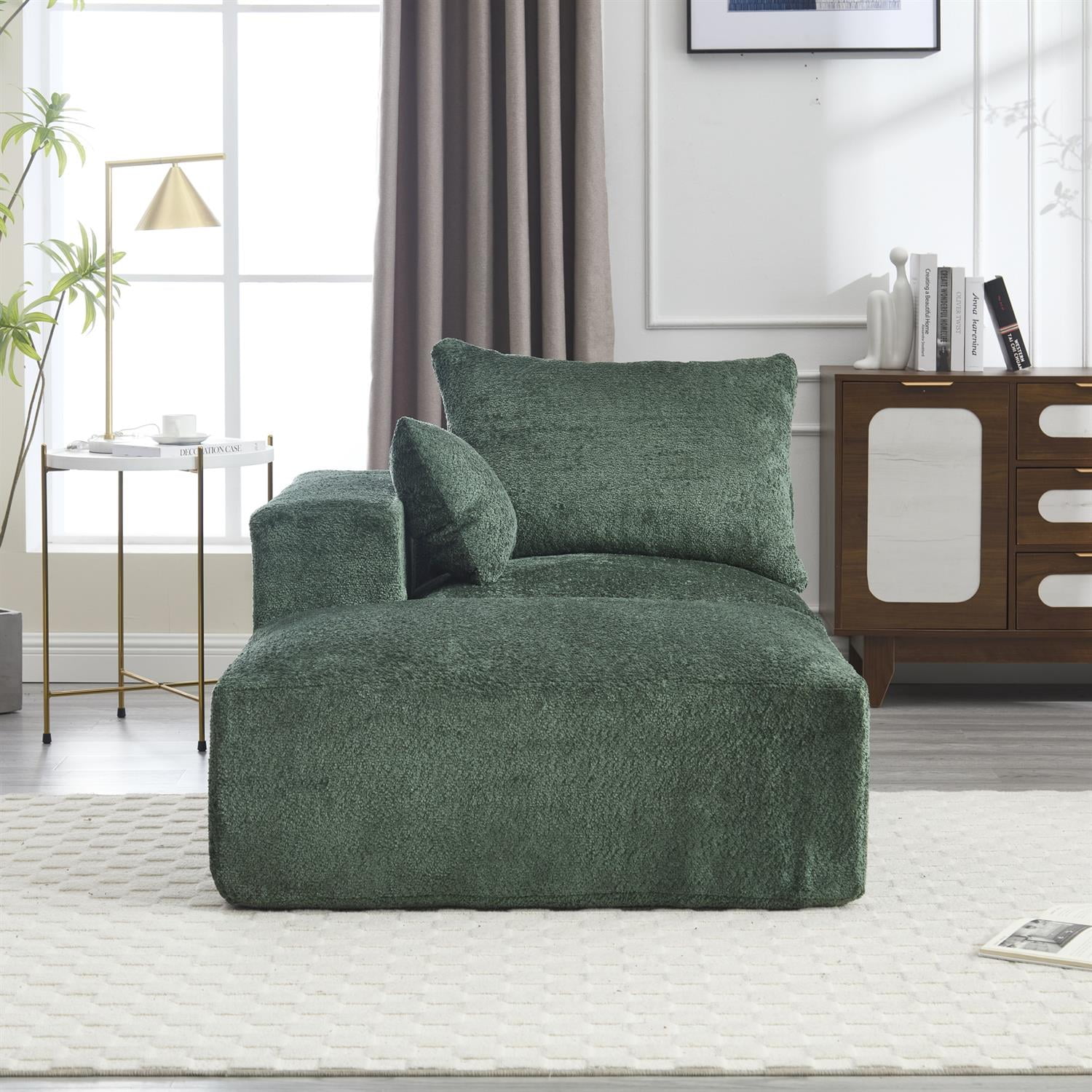 Demi Bonn 67" Memory Foam 2-Seater Sofa, Comfy Chenille Fabric Couch, No Assembly Needed, Portable Modern Deep Seat for Living Room, Bedroom, Apartment, Green
