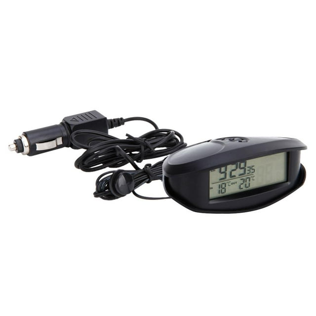 Reloj LED para Coche, Termómetro de 12/24 Horas, Medidor de Temperatura Interior Y Exterior Del Coche, Monitor de Voltaje de Batería Digital, Voltímet Soledad Termómetro digital del coche