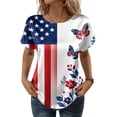 thumbnail image 2 of Goodtrade8 Womens Summer T Shirts Red White and Blue American Flag Pullover Casual Short Sleeve , 4th of July Red White and Blue Graphic Independence Day Tops for Women Fashion, 2 of 5