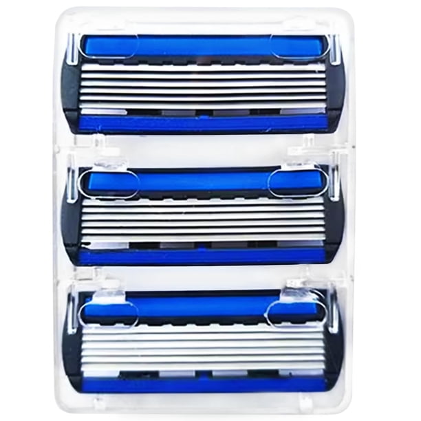 Repuestos para Maquina de Afeitar SmoothBlade6D 1Paq 1x3Cartuchos 6Hojas Flexible Lubricante Azul/Negro Acero Inoxidable