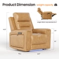 thumbnail image 5 of COLAMY Electric Power Recliner Chair with Triple Motor, Adjustable Power Headrest and Lumbar Support, Heavy Duty Home Theater Seating with LED, USB Type-C Ports, Storage, Light Brown, 5 of 12