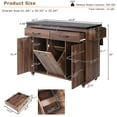 thumbnail image 5 of Rolling Kitchen Island with Trash Can Storage Cabinet,Mobile Kitchen Cart with Drop Leaf, Adjustable Spice Rack, Towel Rack and Drawer, Walnut Brown, 5 of 9