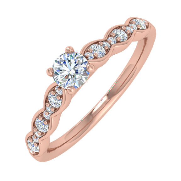 0.35 Carat Pave, Prong Set Diamond Engagement Ring Band in 14K Rose Gold (Ring Size 6.75)