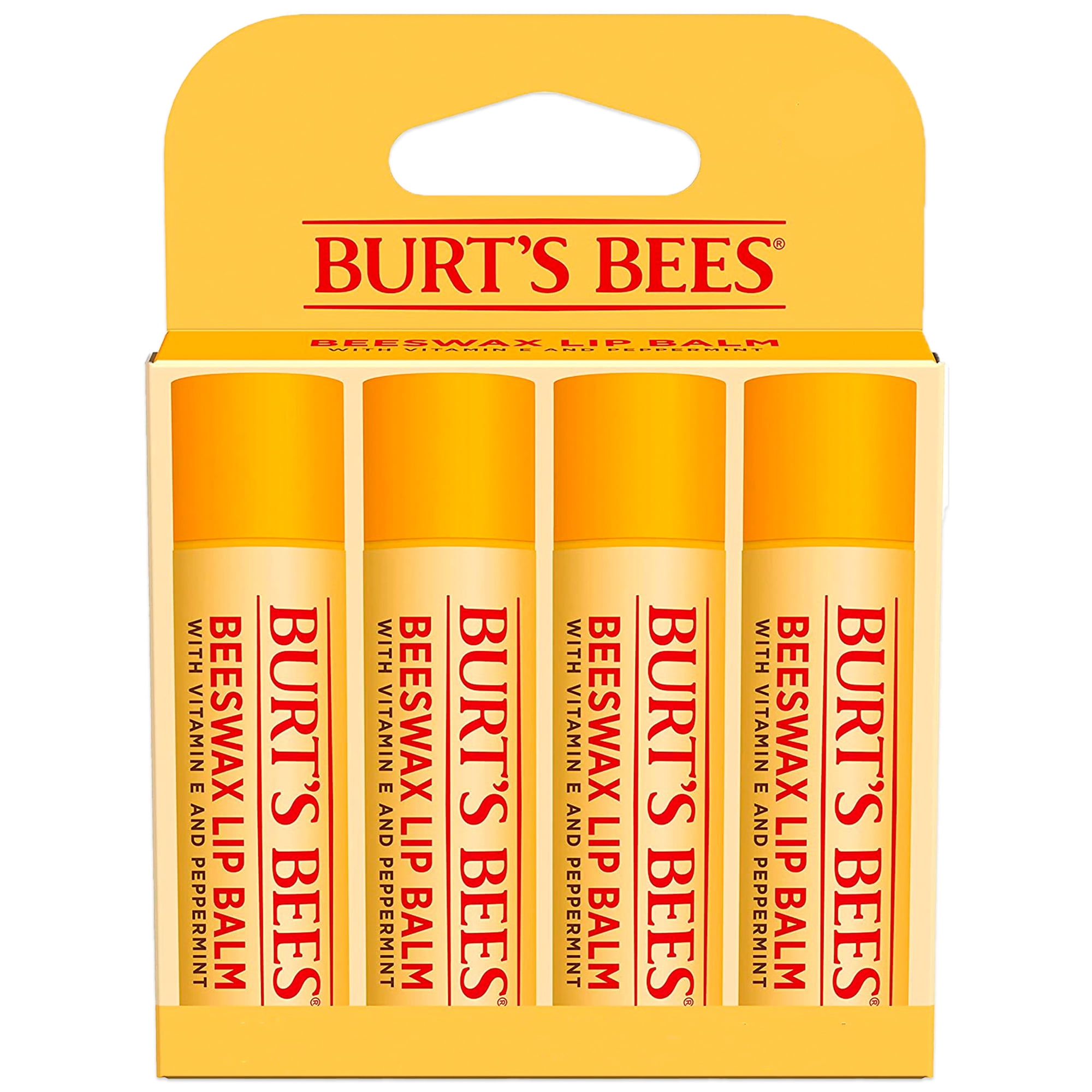 Burts Bees 100% Natural Origin Moisturizing Lip Balm, Original Beeswax, 4 Tubes