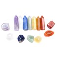 thumbnail image 3 of Natural Colorful Mixed Color Hexagonal Column Amethyst Green Gold Dongling Jade Yoga Stone Combination Set, 3 of 8