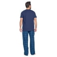 thumbnail image 4 of Ashford & Brooks Men's Woven Short Sleeve Jersey Top & Pajama Pants Set, Blue/Grey, XL, 4 of 5