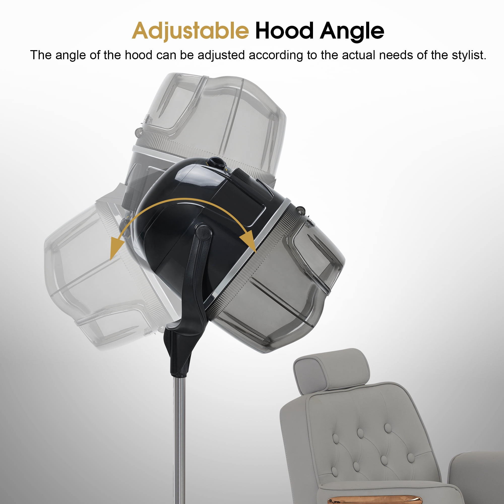 BarberPub Adjustable Bonnet Hood Hair Dryer with Wheel