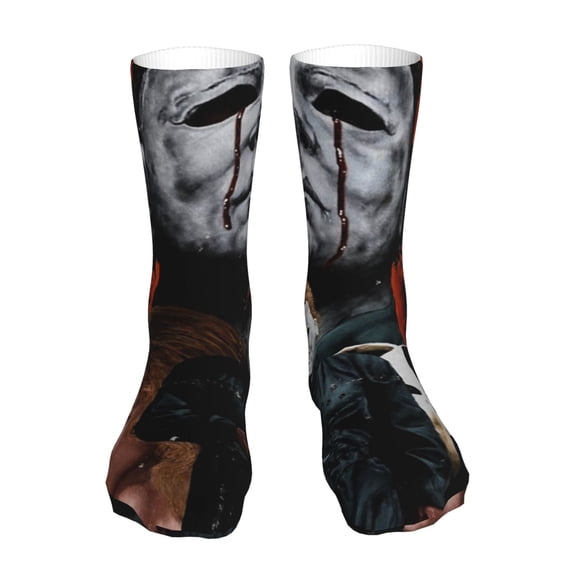 Michael Myers Halloween Socks Lightweight Casual Knitted Socks Soft Elastic Sockings Tube Socks For Men Women