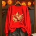 thumbnail image 2 of Lcziwo Chandails de l'Action de Grâce pour Femmes, Hauts à Paillettes avec Imprimé de Feuille d'Érable, Manches Longues, Col Rond, Chandail Décontracté, Tenues Mode Automne Hiver 2025, Rouge, TG, 2 of 6