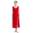 thumbnail image 5 of IDOPIP Women Lyrical Modern Contemporary Dance Costume Leotard V-Neck Backless Split Tulle Skirt Flowy Overlay Dress L Red, 5 of 7