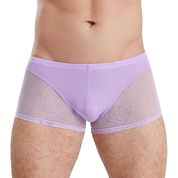 FhsagQ sous-Vêtements pour Hommes Boxeurs Caleçons Courts Coton Super Ajusté sous-Vêtements pour Hommes Maille Japonaise Translucide Haute Printemps Taille Basse U Boxeurs Respirants sous-Vêtements pour Hommes Caleçons Courts Grand Comfortsoft Violet P