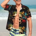 thumbnail image 7 of Rateoe Butterfly Flower Plant Skull Pattern Men’s Hawaiian Shirt – Short Sleeve Button-Down Tropical Beach Shirt, Lightweight & Breathable Casual Aloha Shirt with Pocket,Medium, 7 of 7