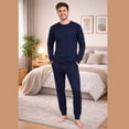 thumbnail image 2 of BELIME Pijama Hombre 2 Piezas Camiseta Manga Larga y Pantalón, Conjunto Cómodo y Suave para Dormir, 2 of 5