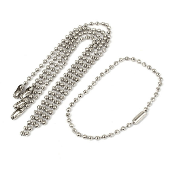 Unique Bargains Stainless Steel Beaded Keychain Ball Chain Silver Tone 2.4mm x 155mm 5pcs