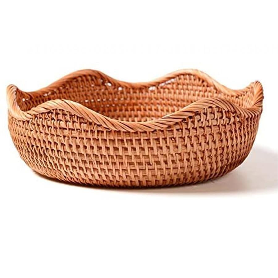 Wicker Picnic Basket Rattan,Wicker Storage Basket with Handle for ...