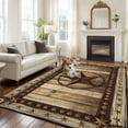 thumbnail image 3 of Texas Star Washable Area Rug 5 x 7 ft Farmhouse Country Star, Soft Non Slip Rugs Stain Repellent Indoor Felt Carpet for Living Dining Room Bedroom Home Office, 3 of 9