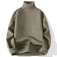 thumbnail image 2 of WAENQINLA Mens Sweaters with Ribbed Edge Winter Long Sleeve Chunky Knit Pullovers Turtleneck Warm Outdoor Knitted Tops Green S, 2 of 4