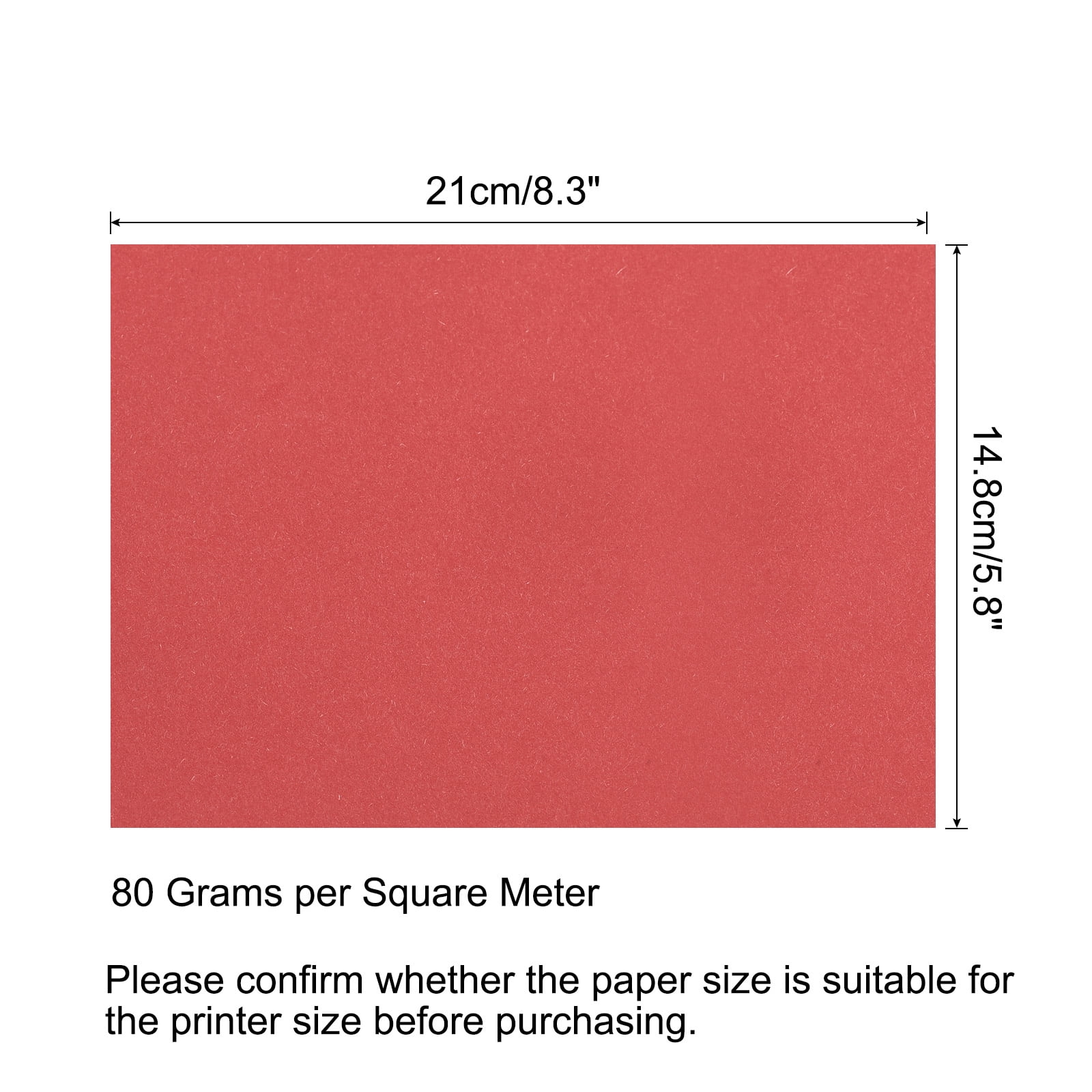 Uxcell 50 Sheets Colored Copy Paper for Office Printing Invitation Forms Art Projects Bright Red 8.3 x 5.8"