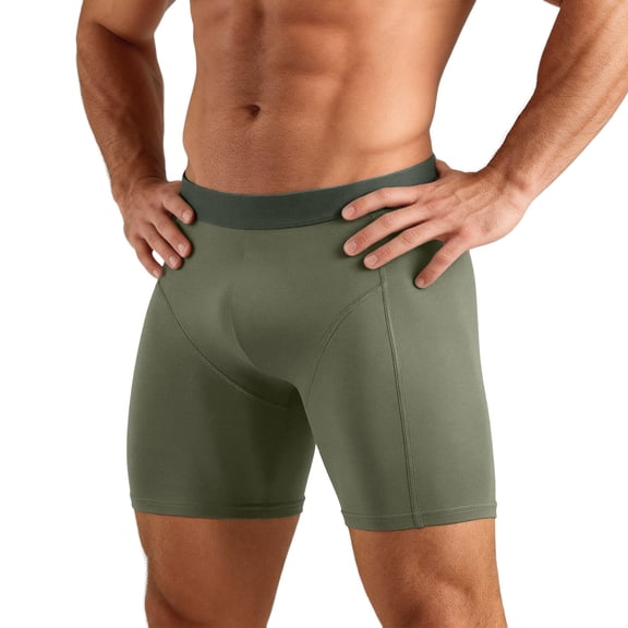 Telankuip Mens Solid Color Tight Boxer Briefs Elastic Waisted Straight Leg Cut Slim Fitted Basic Underwear Lightweight Comfortable Seamless Under Shorts for Daily Army Green XXXL