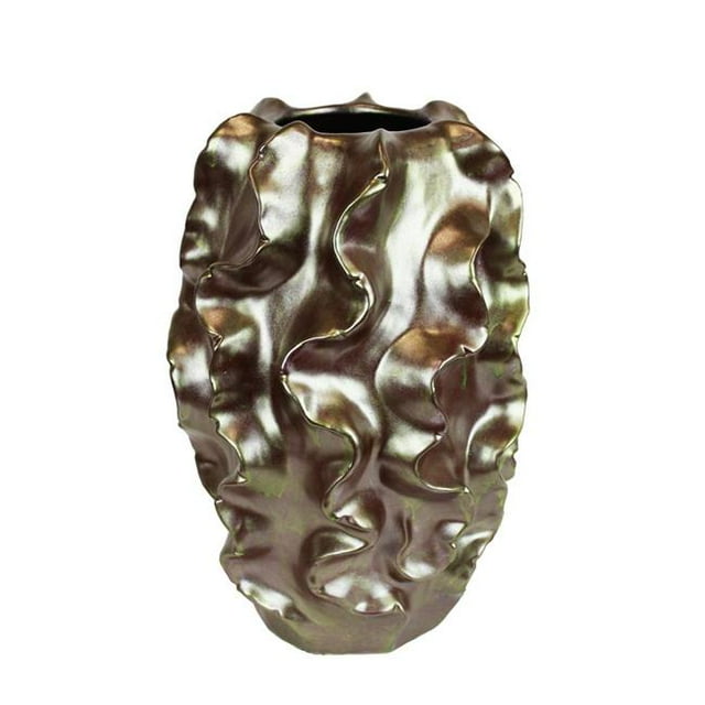 Benzara BM157437 Dramatic Cactiee Vase - Aged Look, Gold