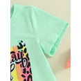thumbnail image 5 of Kids Girls Summer Birthday T-Shirt LetterLeopard Print Short Sleeve Round Neck Graphic Tops, 5 of 8