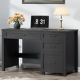 thumbnail image 5 of Conate 47" Executive Desk with File Cabinet & Drawers - Home Office Computer Desk with Charging Station, Farmhouse Workstation Table for Study,Pure Black, 5 of 7