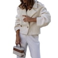 thumbnail image 3 of Abrigo Corto de Mezcla de Lana para Mujer, con Cuello de Solapa, para Oficina, Invierno, Gabardina. XL, 3 of 7