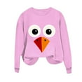thumbnail image 2 of GuzomFashion Womens Pink Turkey Graphic Sweatshirt - Crew Neck Long Sleeve, 100% Polyester Soft Relaxed Fit, Cute Thanksgiving Casual Top for Lounging & Errands (XS-XL),Size L, 2 of 3