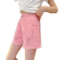 thumbnail image 1 of Rhuody Shorts For Girl Elastic Waist Summer Solid Color Slacks Kids Staight Leg Trouser Retro Wear Pink 10-11 Years, 1 of 9