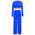 thumbnail image 4 of vastwit Kids Girls Hip Hop Street Dance Outfit Jazz Performance Crop Top Vest Checkered Mesh Jogger Pants Set Royal Blue 6, 4 of 5