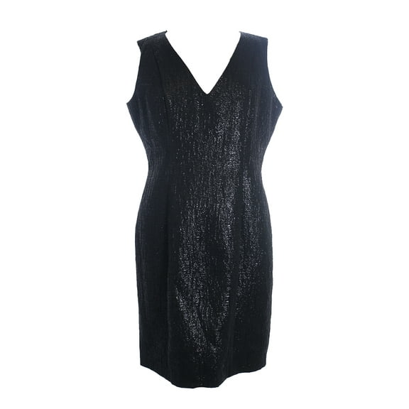 B Michael Womens Black Sleeveless V-Neck Sheath Dress