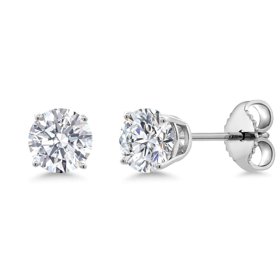 Gem Stone King 925 Sterling Silver Lab Grown Diamond Stud Earrings for Women | 0.40 Cttw | Gemstone April Birthstone | Round 3.8MM