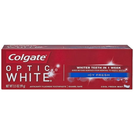 Colgate Optic White Icy Fresh Anticavity Fluoride Toothpaste, Cool Fresh Mint 3.50 oz (Pack of 2)