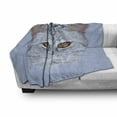 thumbnail image 3 of Cat Soft Flannel Fleece Throw Blanket, Scottish Straight Kitty Portrait Pet Companion Hipster Animal Graphic, Cozy Plush for Indoor and Outdoor Use, 60" x 80", Pale Grey Baby Blue, by Ambesonne, 3 of 6