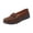 Brown, variant on DIVVce Penny Loafer Flats For Women Matte Faux Suede Woven Front Penny Strap Round Toe Slip On Thick Textured Rubber Sole Loafer Footwear