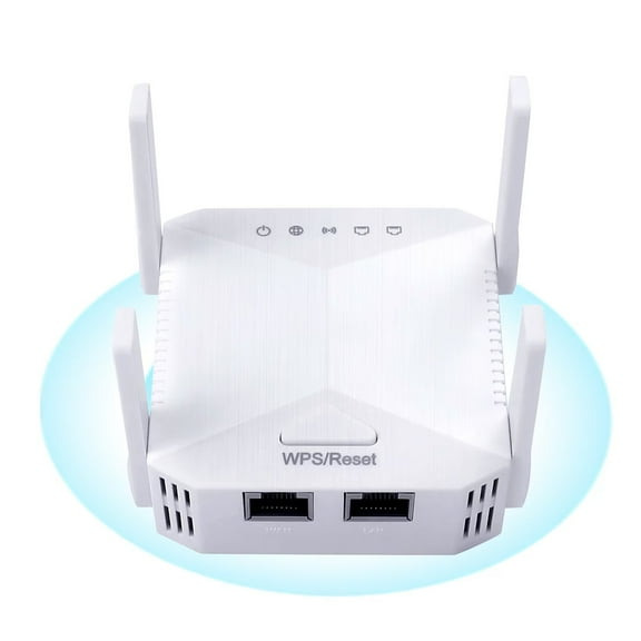 WiFi Extender Signal Booster Up to 12000 Sq.Ft, 1200Mbps Dual Band Wireless Repeater with 4 High-Gain Antennas & 2 Ethernet Ports, AP/Repeater/Router 3-in-1 Mode, Easy Setup with WPS Button