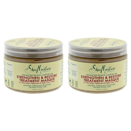 Shea Moisture Jamaican Black Castor Oil Strengthen-Grow & Restore Treatment Masque - Pack of 2 Masque 12 oz