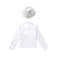 thumbnail image 3 of renvena Kids Boys Sequin Long Sleeve Button-Down Shirt Party Jacket Top with Hat Hip Hop Jazz Dance White 7-8, 3 of 7