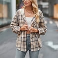thumbnail image 6 of New Plus Size Plaid Jackets for Womens 2024 Autumn and Winter New Hooded Sweater With Button Up Casual Shirt Jacket, 6 of 9