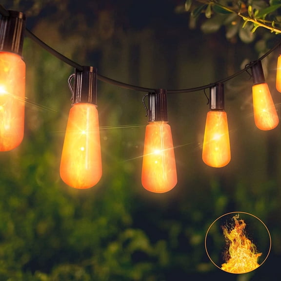 Flame String Lights,22FT 20LED Flickering Lights for Outside