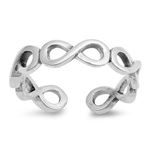 Sterling Silver Infinity Toe Ring Adjustable Midi Band 925 New Jewelry Female Unisex